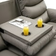 thumbnail image 5 of 3-Seater Dark Grey Polyester Recliner Sofa with 2 Cup Holders and Reversible Center Back Theater Seating Furniture Sofa Bed (Dark Grey), 5 of 6