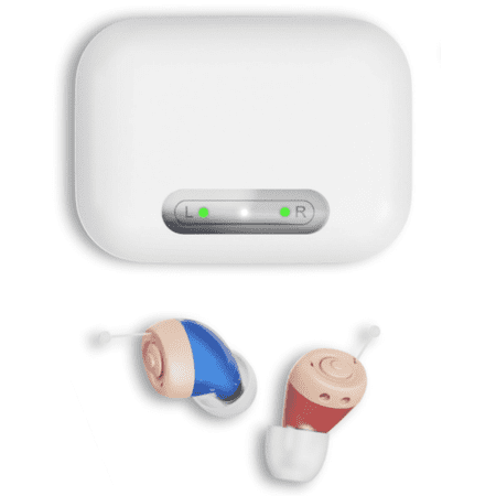 iadr Hearing Aids for Seniors Rechargeable with Noise Cancelling, Adults Hearing Amplifiers for Hearing Loss, Hearing Amplifiers with Magnetic Charging Case,Beige