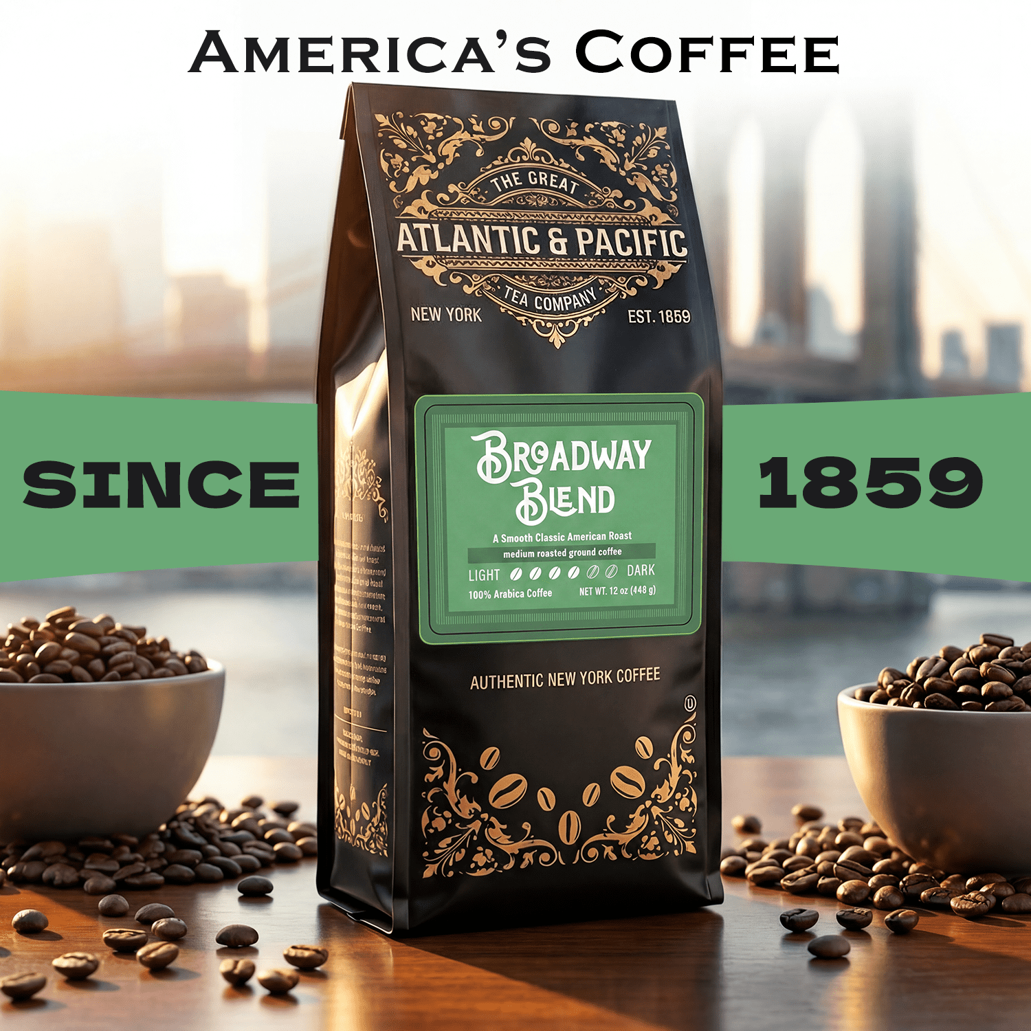 A&P Broadway Blend Ground Coffee, 12 oz 3 Pack Medium Roast, Smooth & Classic, Premium 100% Arabica, Rich Aroma & Freshly Blended Coffee Experience