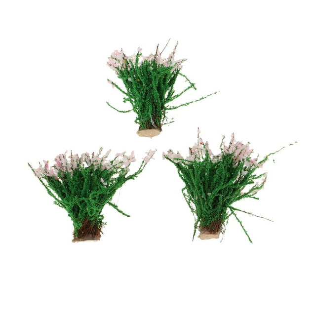 Modelo de paisaje Flores DIY Baoblaze 3 piezas Arquitectura de construcción rosado