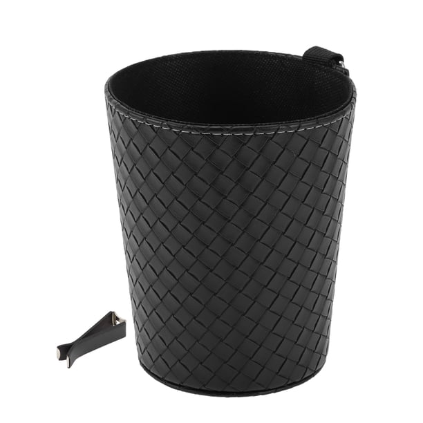Bote de basura para automóvil Unique Bargains colgante para asientos delanteros y traseros patrón de tejido 1 pieza negro