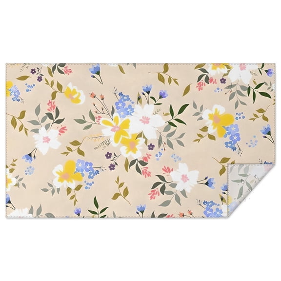 Pioneer Flower Floral Print Pattern Rectangle Tablecloth 60"x102",Waterproof Polyester Rectangle Table Cloth, Wipeable Spillproof Polyester Tablecloth for Dining, Camping, Indoor and Outdoor
