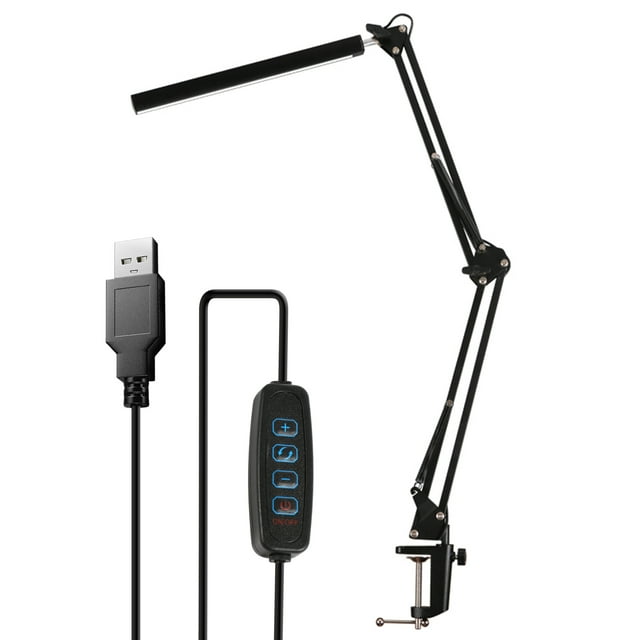 Clip en la lámpara de mesa LED regulables Luz de lectura de escritorio con abrazadera 3 modos de color y 10 niveles de brillo Función de memoria Soporte de soporte flexible de 360 ° Lámpara de escrit Andoer Clip en la lámpara de mesa