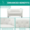 thumbnail image 2 of Emma Loveseat – White Button Tufted Faux Leather 2-Seater Mid-Century Modern Sofa, 2 of 9