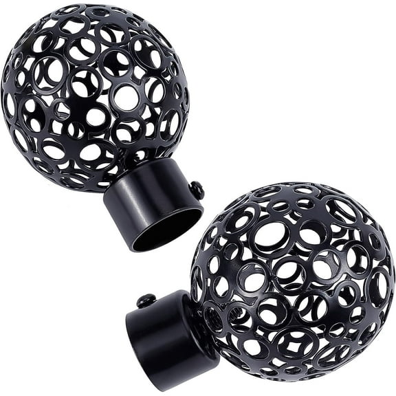Round Curtain Rod Finials 22mm Drapery Pole End Black Ball Cage Replacement Decorative End Head Covers for Home Office Curtain Roman Rod Decor Accessories (5.7x8.6cm) Black DIY