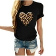 thumbnail image 2 of Tops for Women Valentine's Day Short Sleeve Heart Round Neck Print T-Shirt Black S, 2 of 5
