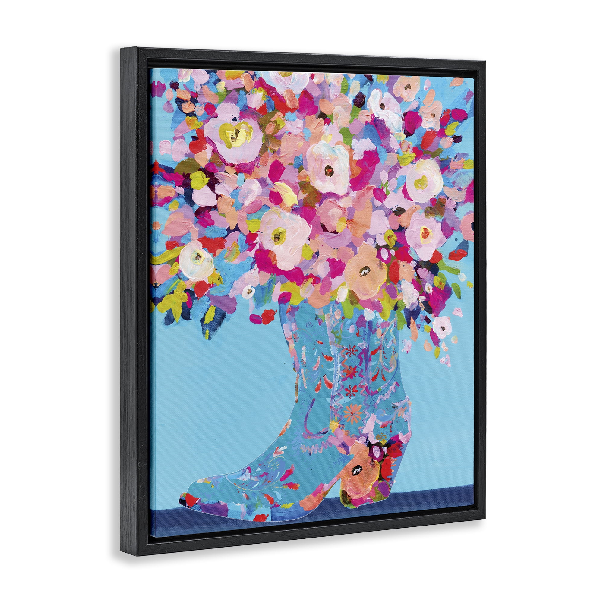 Stupell Industries Cowgirl Dabs of Color Black Framed Floater Canvas Wall Art, design by Kamdon Kreations