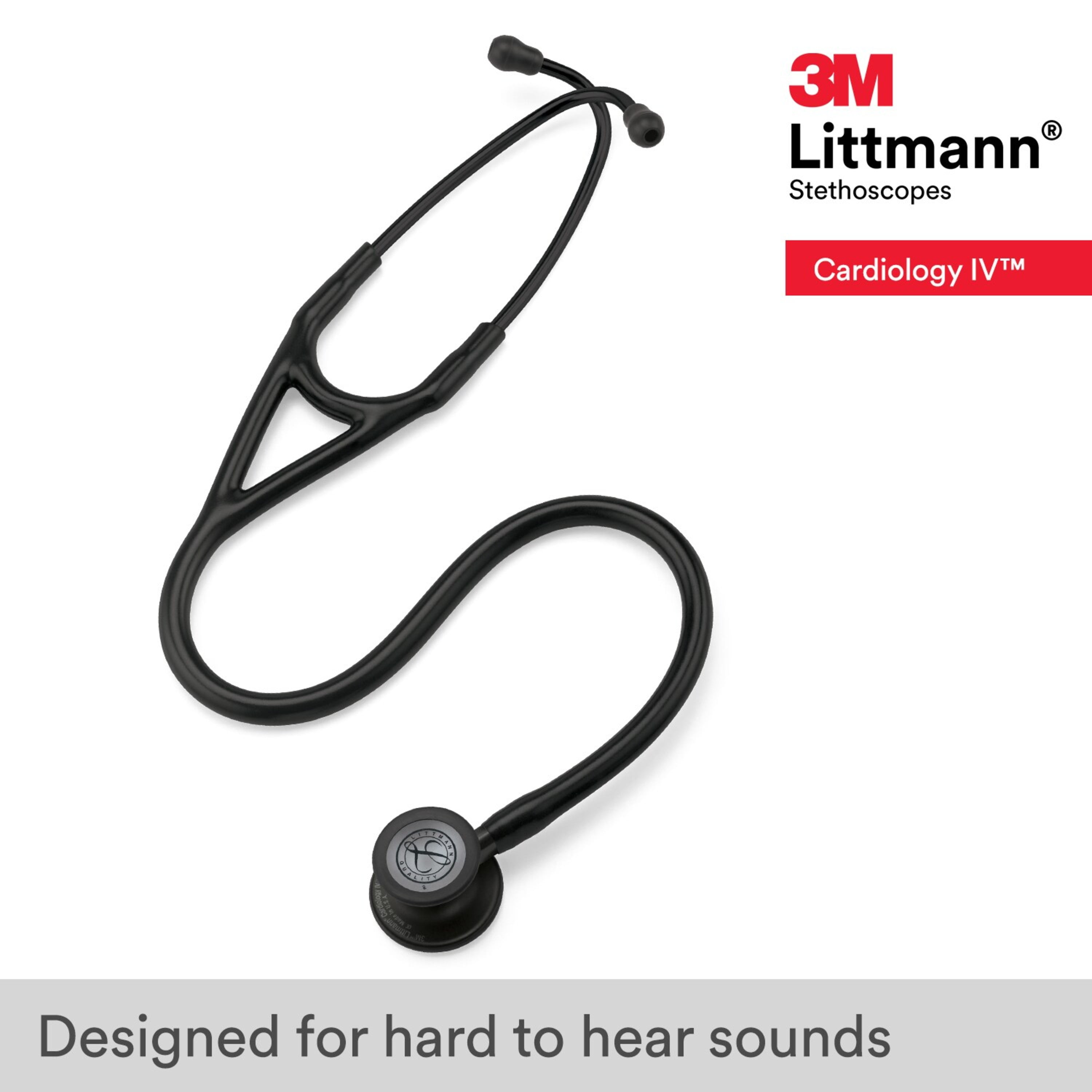 3M Littmann Cardiology IV Diagnostic Stethoscope, Stainless Steel Black-Finish Chestpiece, 27" Black Tube, Black Stem and Headset