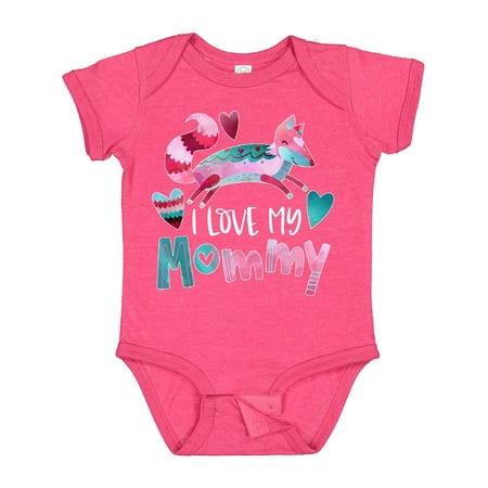 

Inktastic I Love My Mommy Pink and Blue Fox with Hearts Gift Baby Boy or Baby Girl Bodysuit