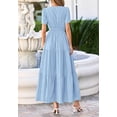 thumbnail image 3 of BTFBM Womens Summer Dresses V Neck Hollow Out Eyelet A Line Flowy Boho Beach Vacation Wedding Guest Maxi Dress, 3 of 7