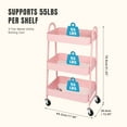 thumbnail image 3 of Gianna 3 Tier Rolling Storage Cart with Lockable Wheels and Handle for Kitchen Bathroom, 3 of 7