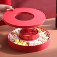 thumbnail image 3 of Bandeja decorativa de plástico para servir con tapa para Año Nuevo, bodas, Navidad (roja), 3 of 4