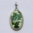 thumbnail image 6 of Green Turquoise Sterling Silver Native Oval Pendant | 2 1/4" Long | Green | 1 |, 6 of 10