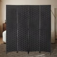 thumbnail image 2 of 4 Panel Room Dividers Foldable Privacy Screen Decorative Indoor Screen 6TF Wooden Office Dividers Partition Wall for Home, Office, Bedroom, Black, 2 of 7
