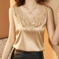 thumbnail image 4 of Mittory Womens Silk Satin Tank Tops Floral Applique Lace Casual Sleeveless Top Basic Camisole Tank Cami Blouses, 4 of 6