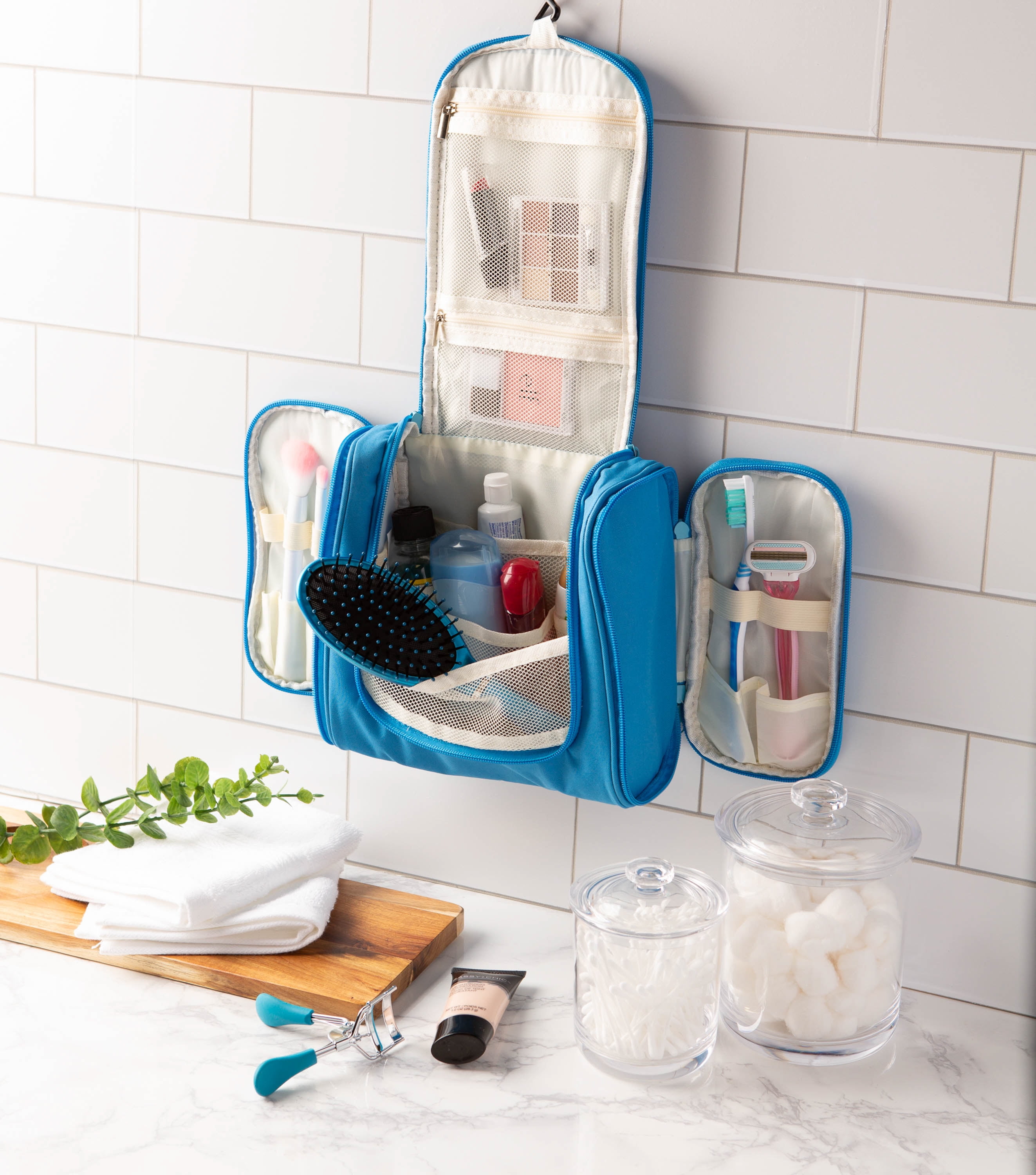 LAVIEVERT Toiletry Bag Makeup Organizer Cosmetic Bag Portable Travel Kit  Household Pack Bathroom Storage with Hanging & Adjustable Shoulder Strap