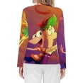 thumbnail image 2 of Phineas And Ferb Women’s Pajama Top 3D Digital Print Sleepwear Trendy Crewneck Pullovers Long Sleeve Shirts S, 2 of 8