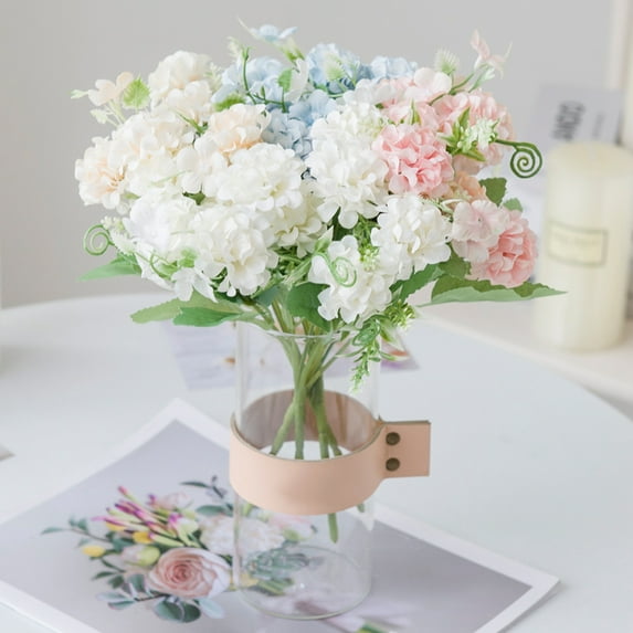 Visland 5PCS Artificial Chrysanthemum Ball Flowers Silk Hydrangea Bridal Wedding Bouquet for Home Garden Party Office Coffee House Decoration