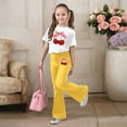 thumbnail image 5 of Girls Casual Outfits Bow Cherry Print Short Sleeve Top with Flared Pants Comfortable Loose Playwear Kids 2 Piece Sets Yellow 10-11 Y, 5 of 5