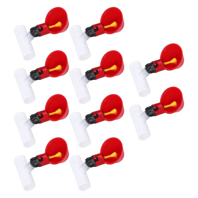 Bebedero automático para tazas de agua para pollos, 10 Uds., 1/2 pulgadas, herramientas de alimentación para aves de corral, color rojo