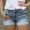 Light blue, variant on Women's Jean Shorts Plus Size Stretch Fashion Middle-waisted Straight Pocket Hole Short Pants