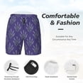 thumbnail image 3 of Yiaed Lavender Flowers Print Mens Swim Trunks Bathing Suit Compression Liner Beach Swim Shorts Swimwear Quick Dry Zipper Pocket No-Chafing Board Short-X-Large, 3 of 6