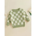 thumbnail image 3 of Gzhioc Toddler Girls Boys Spring Autumn Sweater Long Sleeve O Neck Checkerboard Print Knitwear,0-6 Years, 3 of 8