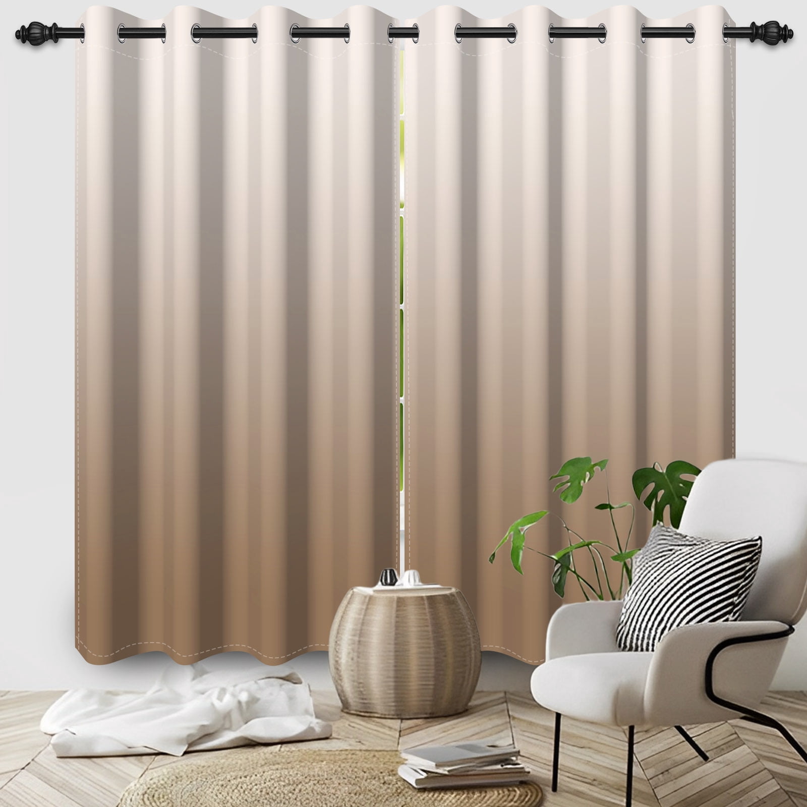 Nanqianyi Brown Ombre Blackout Curtains with Grommet, Room Darkening Window Drapes for Living Room/Bedroom,2 Panels, 42x96 inches