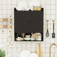 thumbnail image 2 of POAO Bathroom Wall Storage Cabinet, Wooden Medicine Cabinet with Adjustable Shelves and Double Barn Doors, Over The Toilet Storage Cabinet,Black, 2 of 9