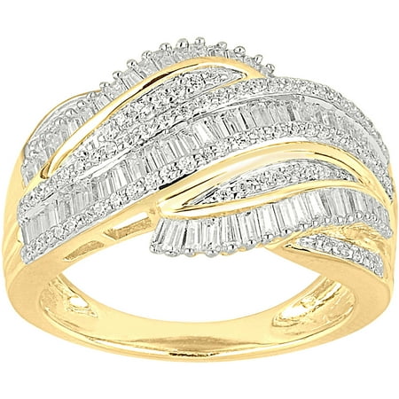 3/4 Carat T.W. Baguette and Round Diamond 10kt Yellow Gold Fashion Band
