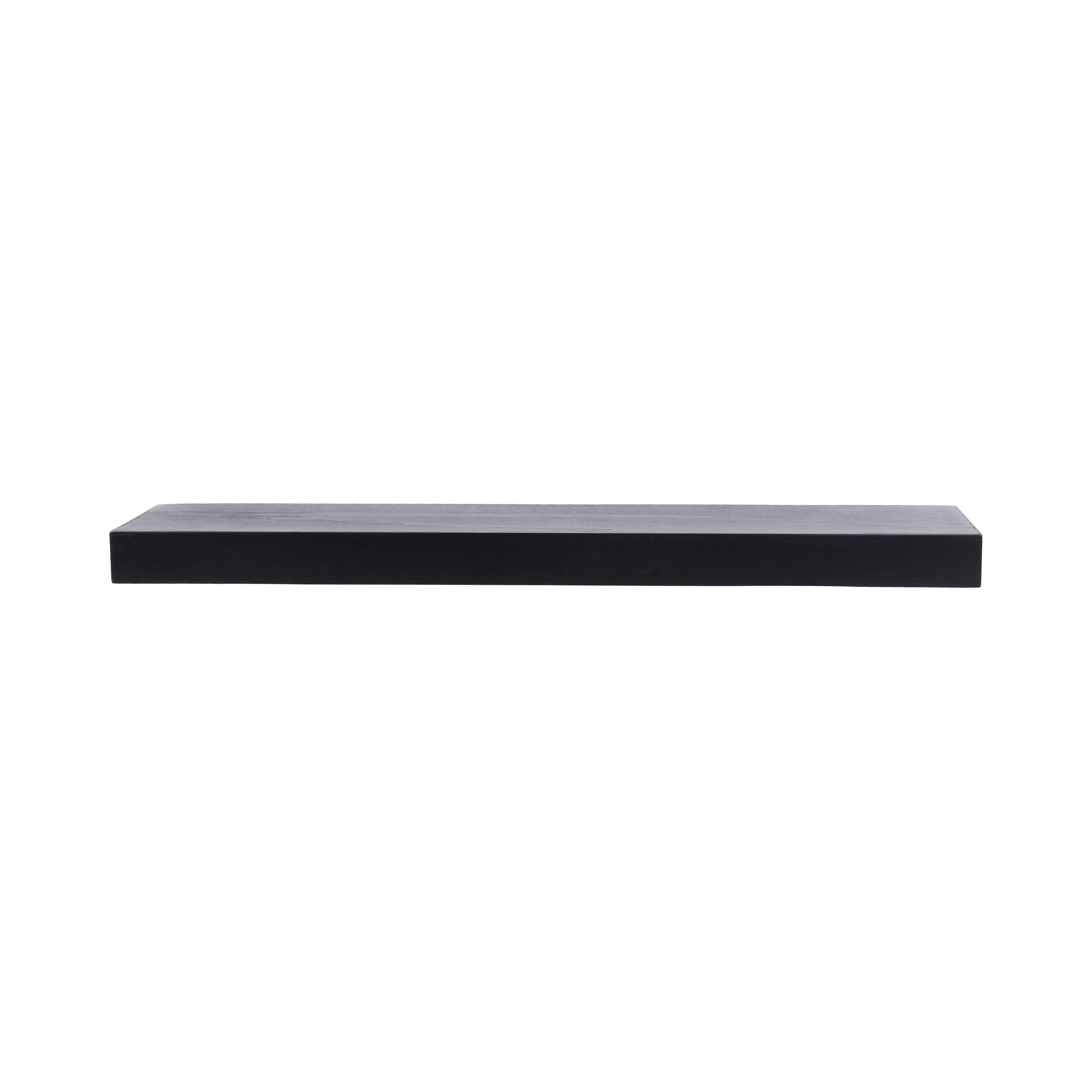 Kate and Laurel Havlock Modern Natural Floating Shelf, 36 x 8, Black, Functional Bathroom and Kitchen Shelf for Storage and Display of Picture Frames or Plants