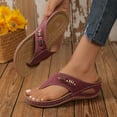 thumbnail image 6 of THDHVS Womens Wedge Sandals,Wedge Sandals for Women,Women's Soft Footbed Fashion Slide Sandals Wine 6, 6 of 7