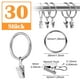 thumbnail image 2 of Estrela 30 Piezas Anillos de Cortina de Metal Anillos de Cortina con Clips, Cortina Cortina de Ducha Anillos Colgantes de Acero Inoxidable para Cortinas de Ducha de Puerta de Ventana, 32 mm de, 2 of 7