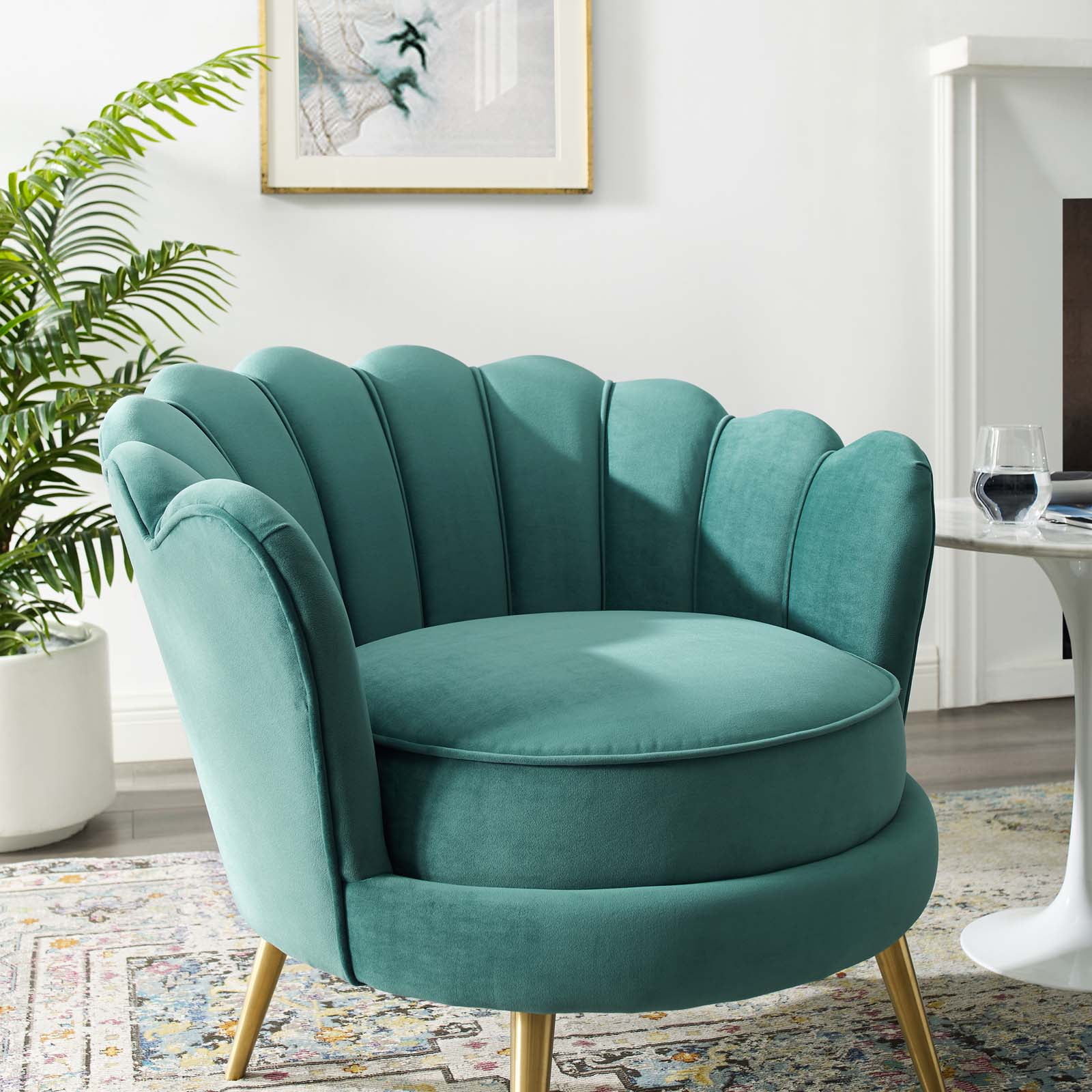 Teal scallop sale chair