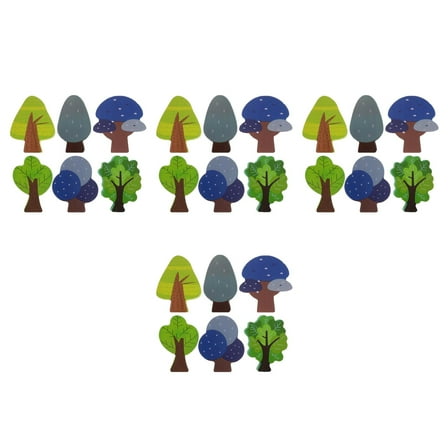 24 PCS  Wooden Tree Toy Set Mini Trees Toys Wood Train Track Accessories for Toy Train Tracks Railway Decoration