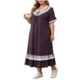 thumbnail image 2 of SELONE Plus Size Nightgowns for Women Long Lace Maxi Pajamas Dress Ruffle Short Sleeve Sleep Dress Daily Sleep Shirt, 2 of 6