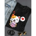 thumbnail image 3 of Cute Kitten With Tea T-Shirt Women -Smartprints Designs, Female x-Large, 3 of 4
