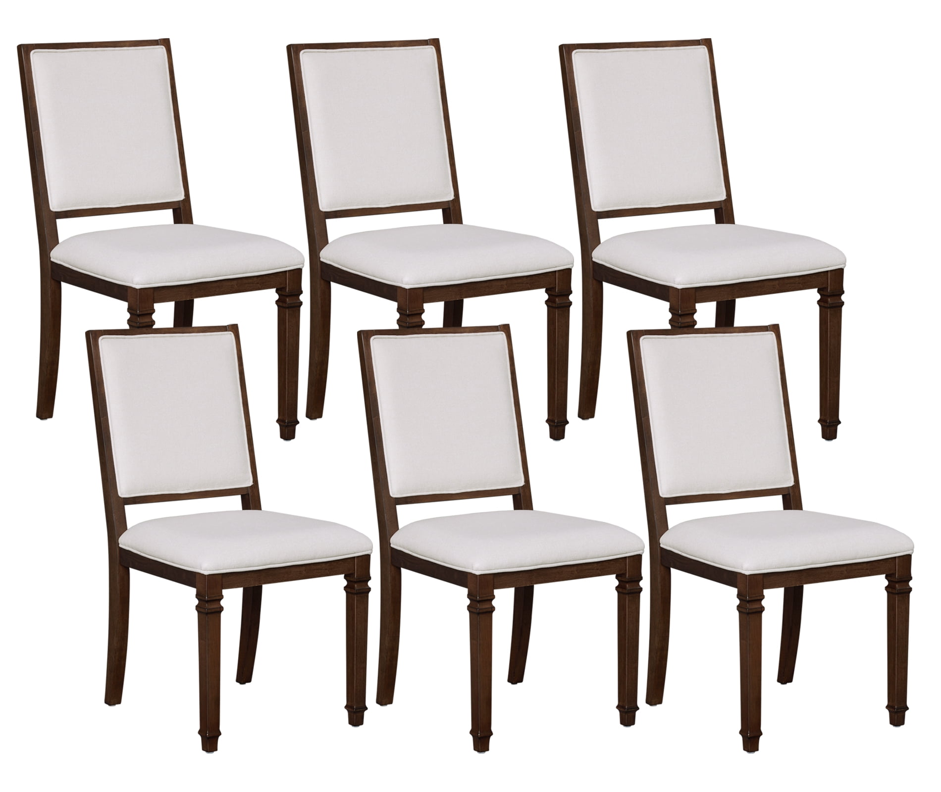 WAMPAT Modern Upholstered Dining Chairs Set of 6,Farmhouse Kitchen Chairs with Fabric Cushion & Solid Back for Dining Room,Living Room,Espresso Brown