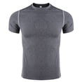thumbnail image 2 of Toptie Men's Compression Base Layer, Short Sleeve Sports Top, Athletic Workout T-Shirt-Grey-S, 2 of 8
