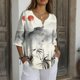 thumbnail image 5 of Xuyuer Solid Button Shirt Blouse - Women's Fashion Loose Female Neck T-Shirt Style Top for Smart Casual Office Wear, Weekend Brunch Outings & Effortless Minimalist Everyday Style, 5 of 7