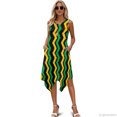 thumbnail image 6 of HELLHERO Summer Sleeveless Dress, Jamaican Zigzag Stripes Side Pockets Asymmetric Hem Midi Dress, Irregular Hem Round Neck Sleeveless Sundress for Work, 6 of 8