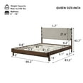 thumbnail image 4 of Christopher Knight Home Queen Upholstered Platform Bed with Solid Wood Frame, Walnut and Light Grey, 4 of 6