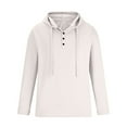 thumbnail image 5 of Jalioing Men's Vintage Hooded Pullover Top Gym Long Sleeve Hoodies Tops Quarter Button V-Neck Slim Shirt (Large, White), 5 of 6