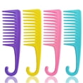 thumbnail image 1 of 4 piezas de peines de dientes anchos, peine de ducha, peine desenredante con gancho, peine de dientes anchos para el cabello mojado y Peine seco, 1 of 2