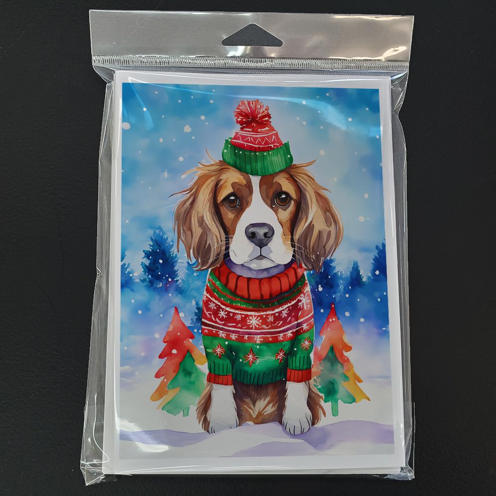 Cavalier Spaniel Christmas Greeting Cards Pack of 8 7 in x 5 in