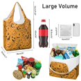 thumbnail image 3 of 5 Pack Foldable Shopping Bag,Halloween Pumpkin Pattern Reusable Grocery Bags with Pockets,Large Reusable Tote Bags with Handles Waterproof & Lightweight, 3 of 6