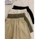 thumbnail image 3 of Pantalones cortos de pierna ancha con cintura elástica de verano para mujer, pantalones sueltos, pantalones casuales deportivos finos negros de cintura alta pequeños, 3 of 6