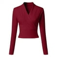 thumbnail image 5 of QLEICOM Women's Sexy Deep V Neck Long Sleeve Tunic Tops, Elegant Knitting Casual T-Shirt Solid Color Pullover Tops, Fashion Basic Holiday Shirt Tops, Tees & Blouses S-2XL, 5 of 5
