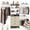 White Oak, variant on Armocity 8FT Closet System with 3 Wooden Drawers, 20''-96'' Width Closet Organizer with 3 Hanging Rods and Shelving Towers(Cut to Fit), White