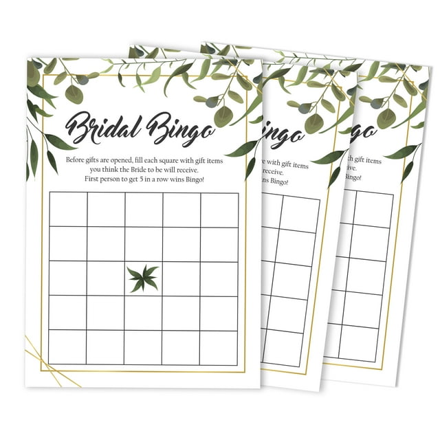 Inkdotpot Bridal Wedding Shower Bachelorette Party Bulk Blank Square Fill In Gift Ideas 50GreeneryBingoGameCards